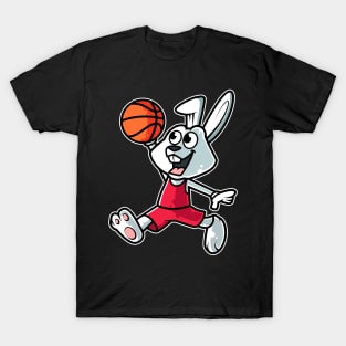 Rabbit Basketball Game Day Funny Team Sports B-ball Bunny print T-Shirt